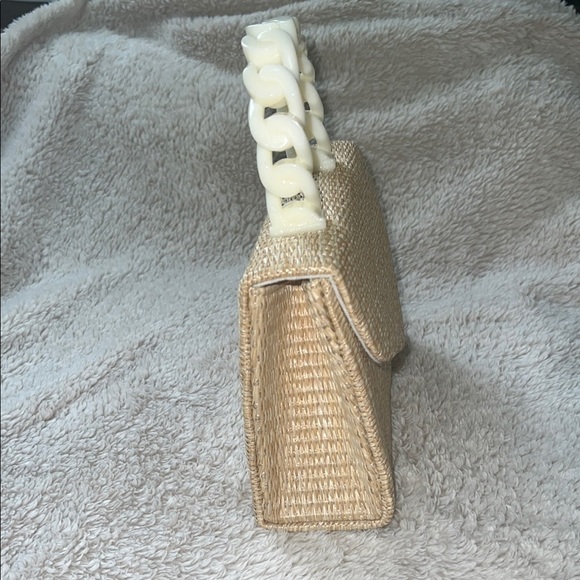 d’margeaux New York Tan and Cream Mini Bag Purse with Basket-Weave Design - Picture 6 of 15